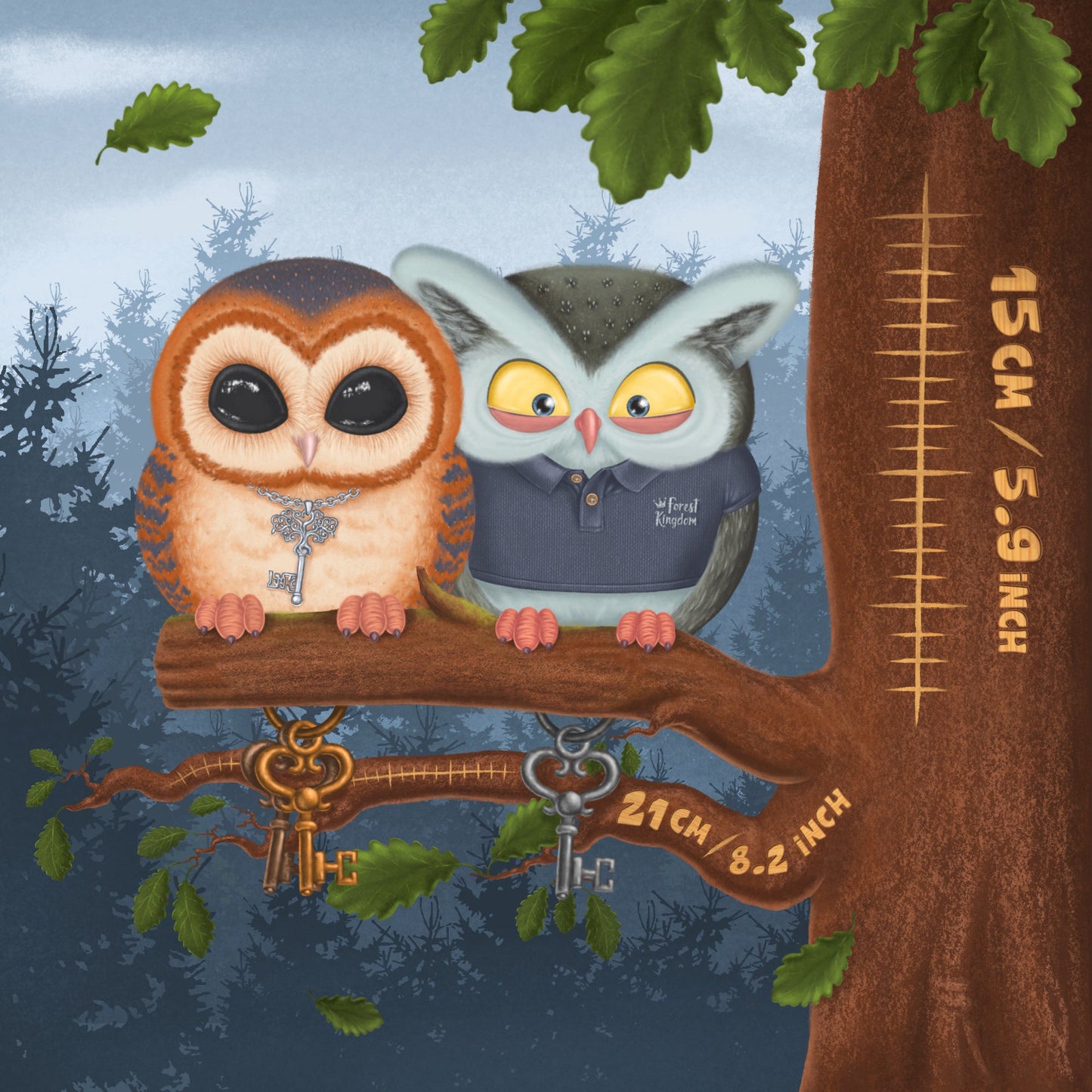 Настінна ключниця (подвійна) - Сови "Оззі та Декстер"